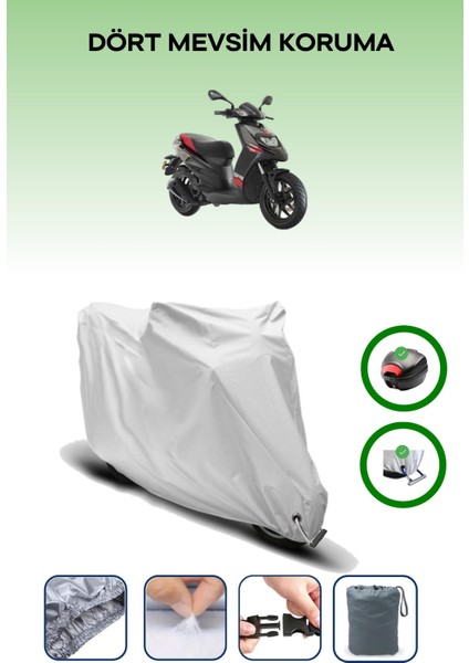 Aprilia Sr 125 Için Arka Çanta Ve Kilit Uyumlu Gri Motosiklet Branda, Güvenli