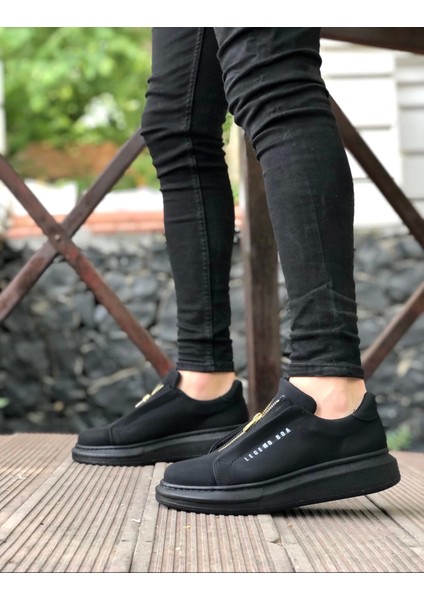 BA0310 Boa Kalın Yüksek Taban Fermuarlı Siyah Siyah Erkek Ayakkabı fırsatları