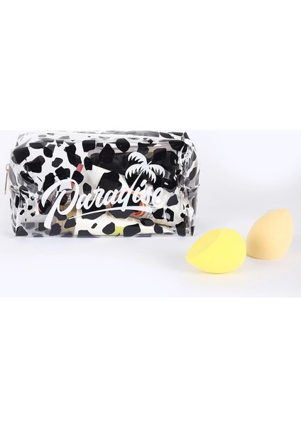 Yazı Detaylı Fermuarlı Kadın Makyaj Çantası