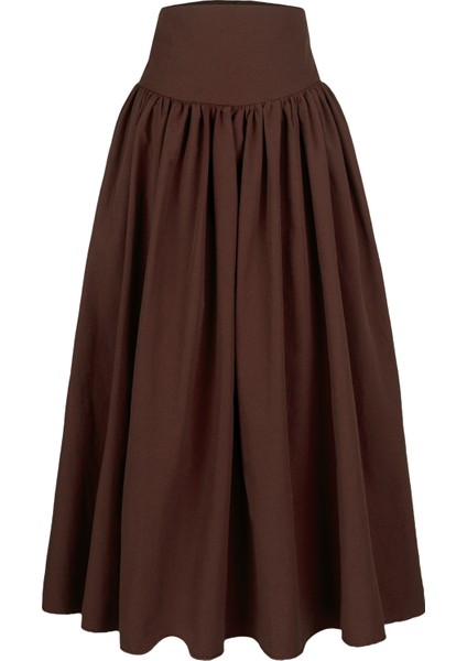 Poplin Yüksek Bel Midi Etek fırsatları