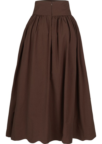 Poplin Yüksek Bel Midi Etek indirimleri