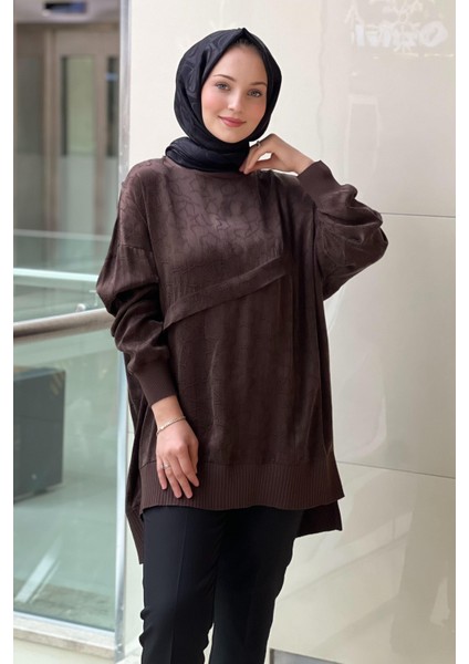 Nuss Y3003 Önü Verev Ribanalı Vegan Ipek Tunik