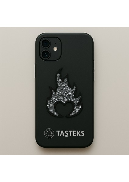 Taşlı Ütülenebilen Veya Sticker Olarak Kullanılabilen Alevli Kalp Modeli fiyatları