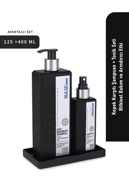 Kepek Karşıtı Şampuan + Tonik Seti | 400 ml + 125 ml | Bitkisel Bakım ve Arındırıcı Etki