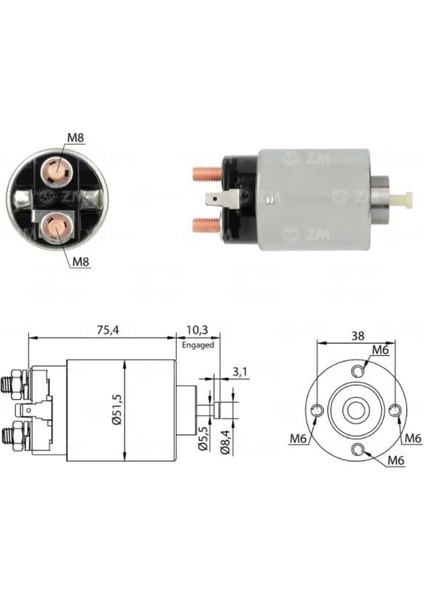 12V Marş Otomatiği Mitsubishi Tipi (4 Delik-Sağ Fişli) Hyundai Kia Mazda Mitsubishi fırsatları
