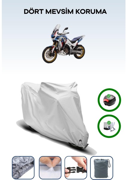 Honda Crf1100L Africa Twin Dct Için Arka Çanta Ve Kilit Uyumlu Gri Motosiklet Branda, Güvenli