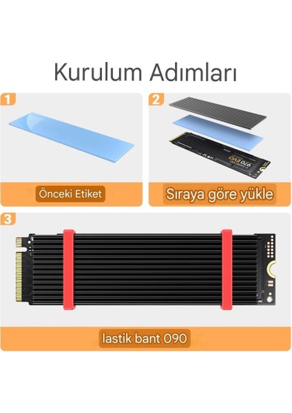 M.2 2280 SSD Nvme Notebook (Laptop) Uyumlu Soğutucu Alüminyum Alaşımlı Isı Emici Pasif Soğutucu -Termal Pad Yeni Nesil modelleri
