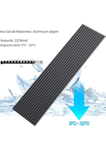 M.2 2280 SSD Nvme Notebook (Laptop) Uyumlu Soğutucu Alüminyum Alaşımlı Isı Emici Pasif Soğutucu -Termal Pad Yeni Nesil