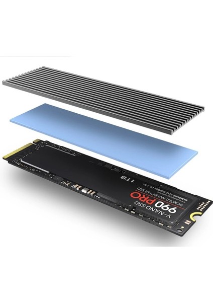M.2 2280 SSD Nvme Notebook (Laptop) Uyumlu Soğutucu Alüminyum Alaşımlı Isı Emici Pasif Soğutucu -Termal Pad Yeni Nesil