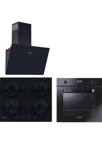 Siyah Cam Ankastre Set (23-1)(Yeni Seri) HDG6C1GBTK-HOT3051BI/E-HVW6MBB