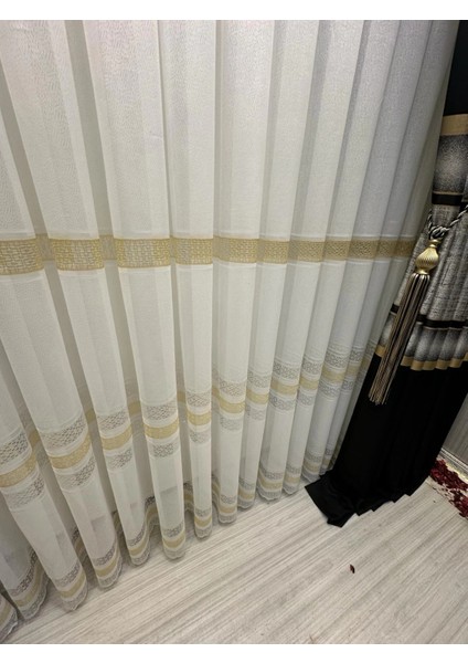 Nivemeshome Lotus Gold Işlemeli 1/2,5 Sık Pileli Tül Perde Apm modelleri