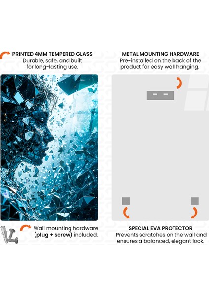 Parçalanmış Gerçeklik Cam Tablo