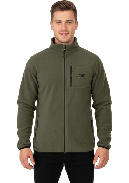 Erkek Kışlık Polar Sweatshirt Hırka Önü ve Cepleri Fermuarlı Hakim Yaka Rahat Kesim Tam Kalıp Anti Pilling