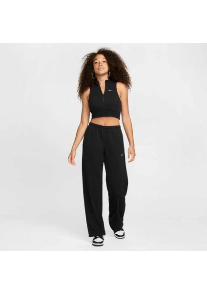 Siyah Crop Fermuarlı Sportswear Kadın Spor Atlet Tişört FV7491-010 modelleri