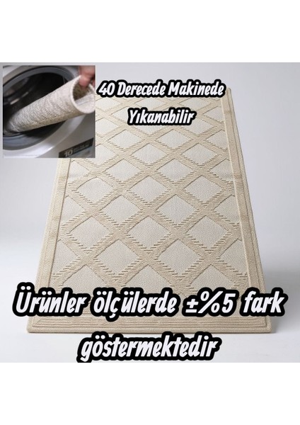 Pamuklu Kaymaz Taban Dikdörtgen Banyo Paspası 80X150 Cm, Pamuk Dokuma Banyo Halısı