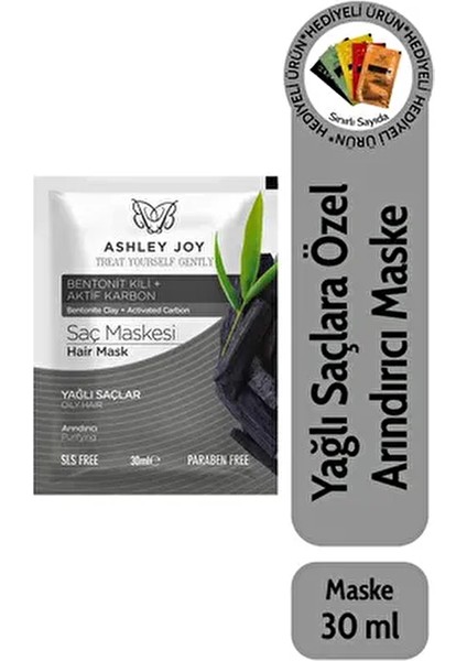 Saç Maskesi 30 ml Yağlı Saçlar için Aktif Karbon ve Bentonit Kili ile Arındırıcı Etki indirimleri