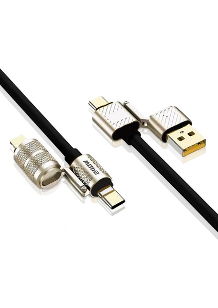 240W 4 In 1 USB C - Lightning Pd Quickcharge 2 mt Telefon Tablet Notebook Silikon Metal Hızlı Şarj Kablosu CDG-CNV89