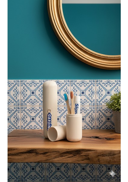 Bej Pratik Seyahat Tipi Diş Macun Fırça Saklama ve Taşıma Kabı Diş Fırçalık fiyatları