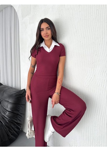 Ottoman Kumaş Beyaz Gömlek Yaka Takım S4142