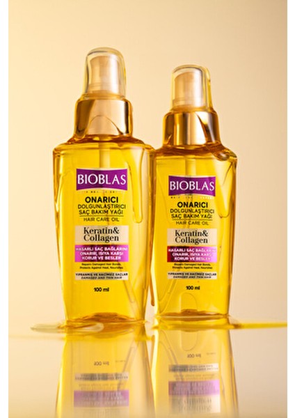 Onarıcı Dolgunlaştırıcı Saç Bakım Yağı 100 ml Yıpranmış Saçlar için Keratin ve Kolajen İçerir fırsatları