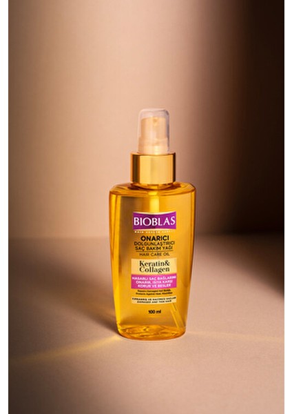 Onarıcı Dolgunlaştırıcı Saç Bakım Yağı 100 ml Yıpranmış Saçlar için Keratin ve Kolajen İçerir indirimleri