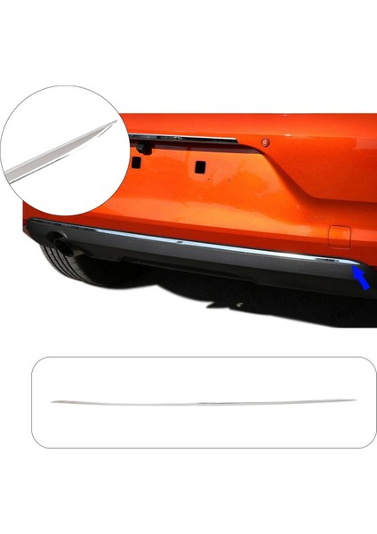 Renault Clio 5 Uyumlu 2020 ve Üzeri Krom Arka Tampon Çıtası Paslanmaz Çelik