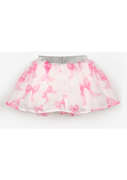 Fuşya Fiyonk Baskılı Organze Kız Çocuk Etek - Harper fiyatları
