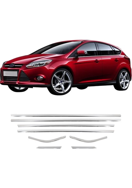Ford Focus 3 Hb Uyumlu 2011 ve Üzeri Krom Cam Çıtası 8 Parça Paslanmaz Çelik fiyatları