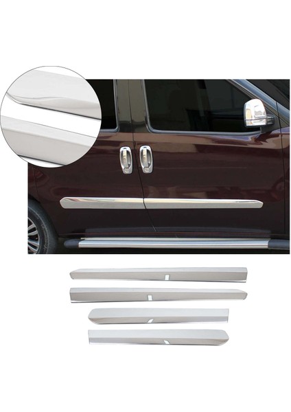 Fiat Doblo Uyumlu 2010 ve Üzeri Krom Yan Kapı Çıtası 4 Parça Paslanmaz Çelik