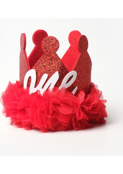 Kırmızı 1 Yaş Kraliçe Doğum Günü Tacı