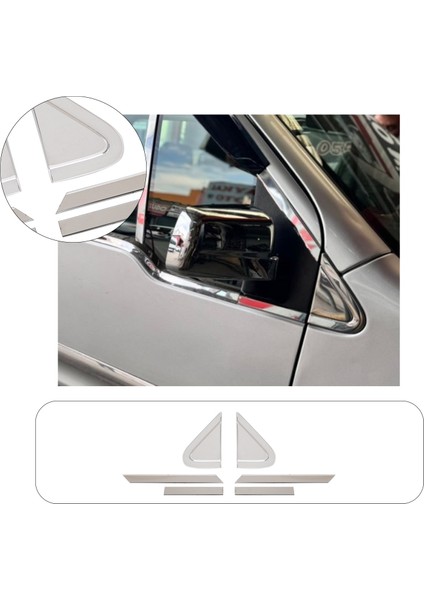 Ford Connect Uyumlu 2002 ve Üzeri Krom Ayna Üçgeni 6 Parça Paslanmaz Çelik