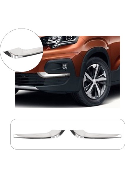 Peugeot Rifter Uyumlu 2019 ve Üzeri Krom Sis Kaşı Çerçevesi 2 Parça Paslanmaz Çelik
