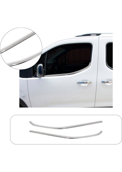 Opel Combo Uyumlu 2019 ve Üzeri Krom Cam Çıtası 2 Parça Paslanmaz Çelik