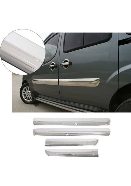 Fiat Doblo Uyumlu 2006-2010 Krom Yan Kapı Çıtası 4 Parça Paslanmaz Çelik
