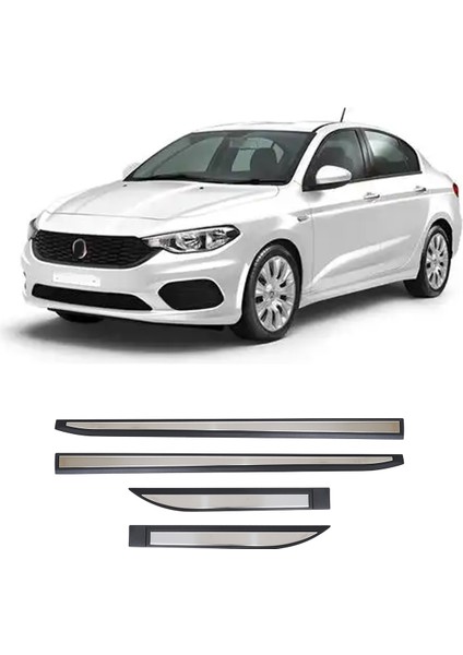 Fiat Egea Uyumlu 2014 ve Üzeri Krom Yan Kapı V2 4 Parça Paslanmaz Çelik