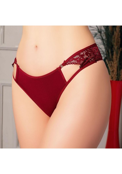 Mdb Mdbshop Bordo Bel Kısmı Dantelli Külot
