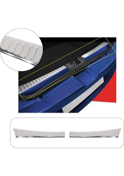 Dacia Sandero Uyumlu 2021 ve Üzeri Krom Bagaj Iç Eşiği 2 Parça Paslanmaz Çelik