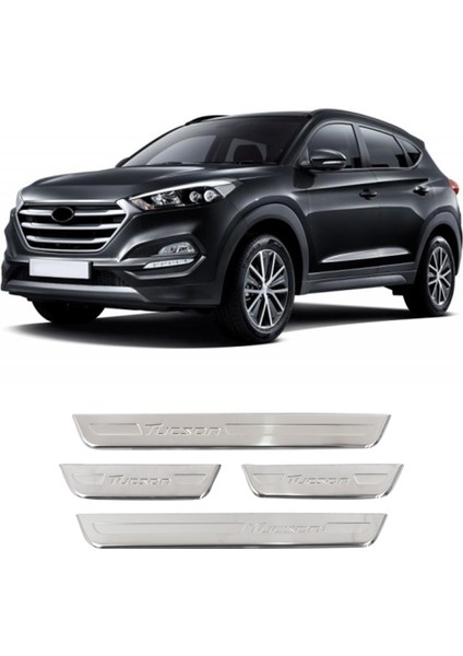 Hyundai Tucson Uyumlu 2015-2018 Krom Kapı Eşiği 4 Parça Paslanmaz Çelik