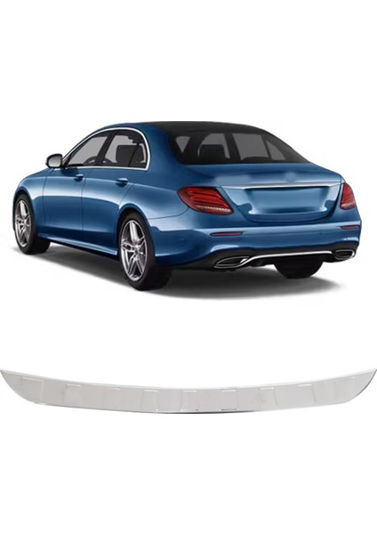 Mercedes E Serisi W213 Limo Uyumlu 2016 ve Üzeri Krom Arka Tampon Üstü Koruma Paslanmaz Çelik