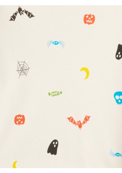 Bebek Krem Halloween Grafik Baskılı Pijama Takımı fiyatları