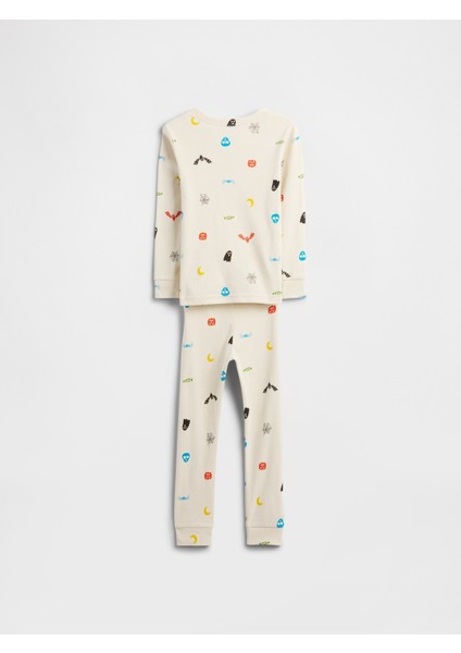 Bebek Krem Halloween Grafik Baskılı Pijama Takımı modelleri
