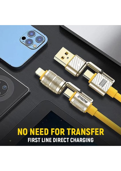 240W 4 In 1 USB C - Lightning Pd Quickcharge 2 mt Telefon Tablet Notebook Silikon Metal Hızlı Şarj Kablosu CDG-CNV89 indirimleri