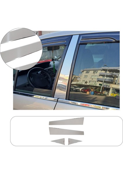Renault Scenic 2 Uyumlu Krom Kapı Direği 4 Parça Paslanmaz Çelik