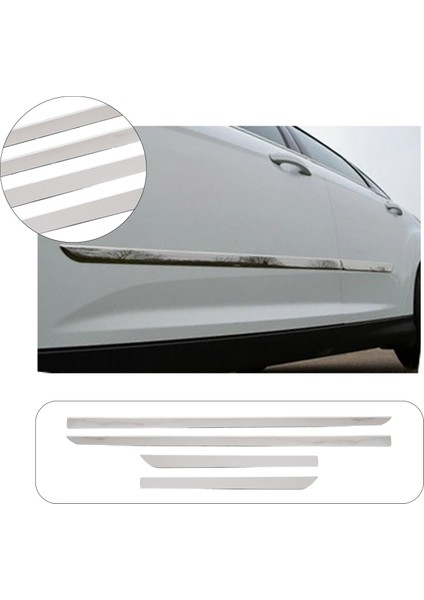 Citroen C-Elysee Uyumlu 2012 ve Üzeri Krom Yan Kapı Çıtası 4 Parça Paslanmaz Çelik