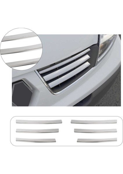 Renault Trafic Uyumlu 2010-2014 Krom Ön Panjur 6 Parça Paslanmaz Çelik