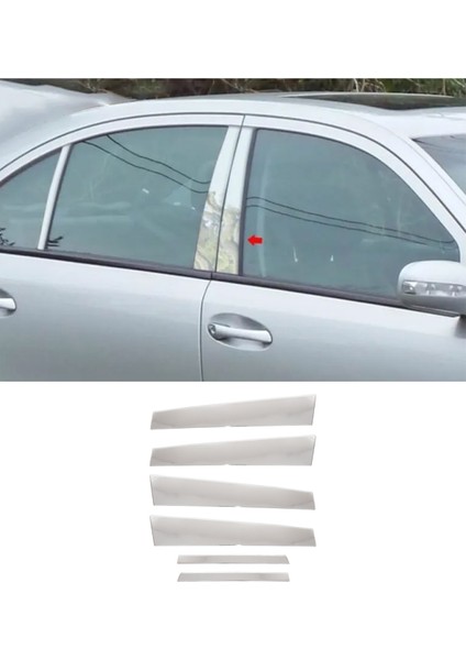 Mercedes W211 Uyumlu Krom Kapı Direği 6 Parça Paslanmaz Çelik