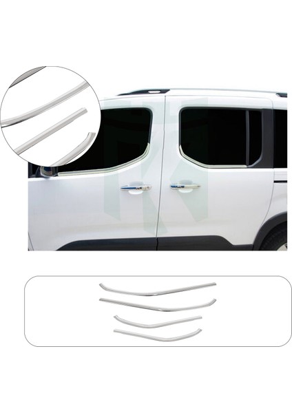 Opel Combo Uyumlu 2019 ve Üzeri Krom Cam Çıtası 4 Parça Paslanmaz Çelik