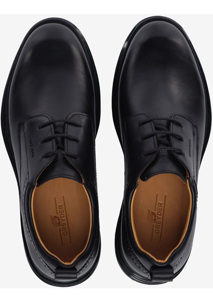 Erkek Siyah Hakiki Deri Oxford Ayakkabı 5K1KA16231
