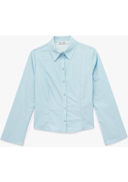 Uzun Kollu Klasik Yaka Düğmeli Pamuklu Slim Fit Gömlek