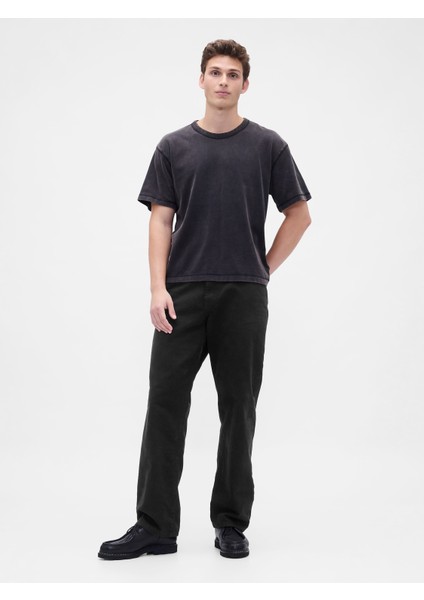 Erkek Siyah Relaxed Straight Jean Pantolon
